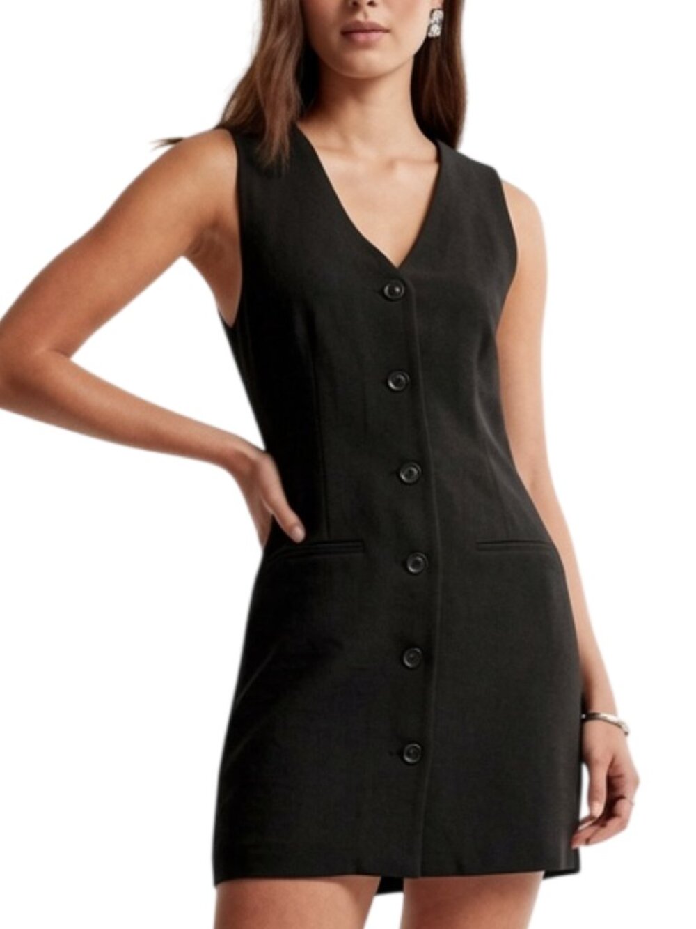Abercrombie & Fitch Mara V Neck Vest Mini Dress Black Small Petite